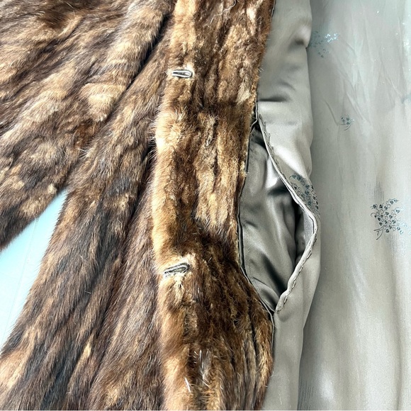 FURS by TRUESDELL Genuine Brown Mink Fur Long Sleeves Full Length Coat Sz M-L - Picture 14 of 16